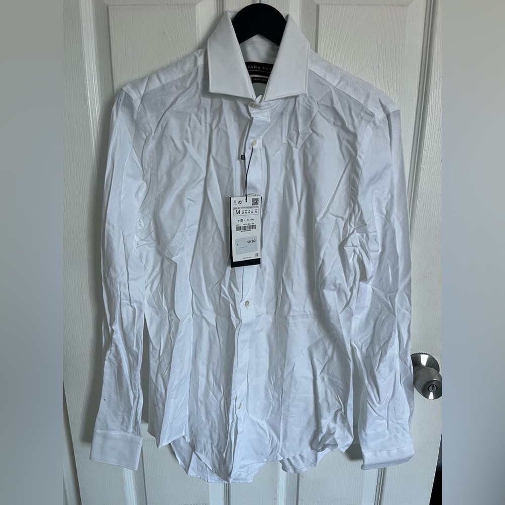 NWT Zara Men's White Dress Button Down M